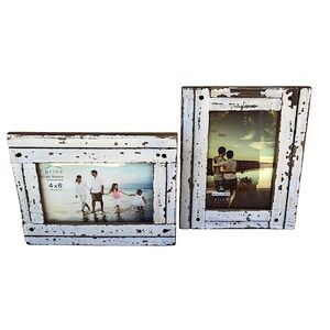 Prinz Homestead 2 Distressed Rustic White Wood Tabletop Or Wall Picture Frame